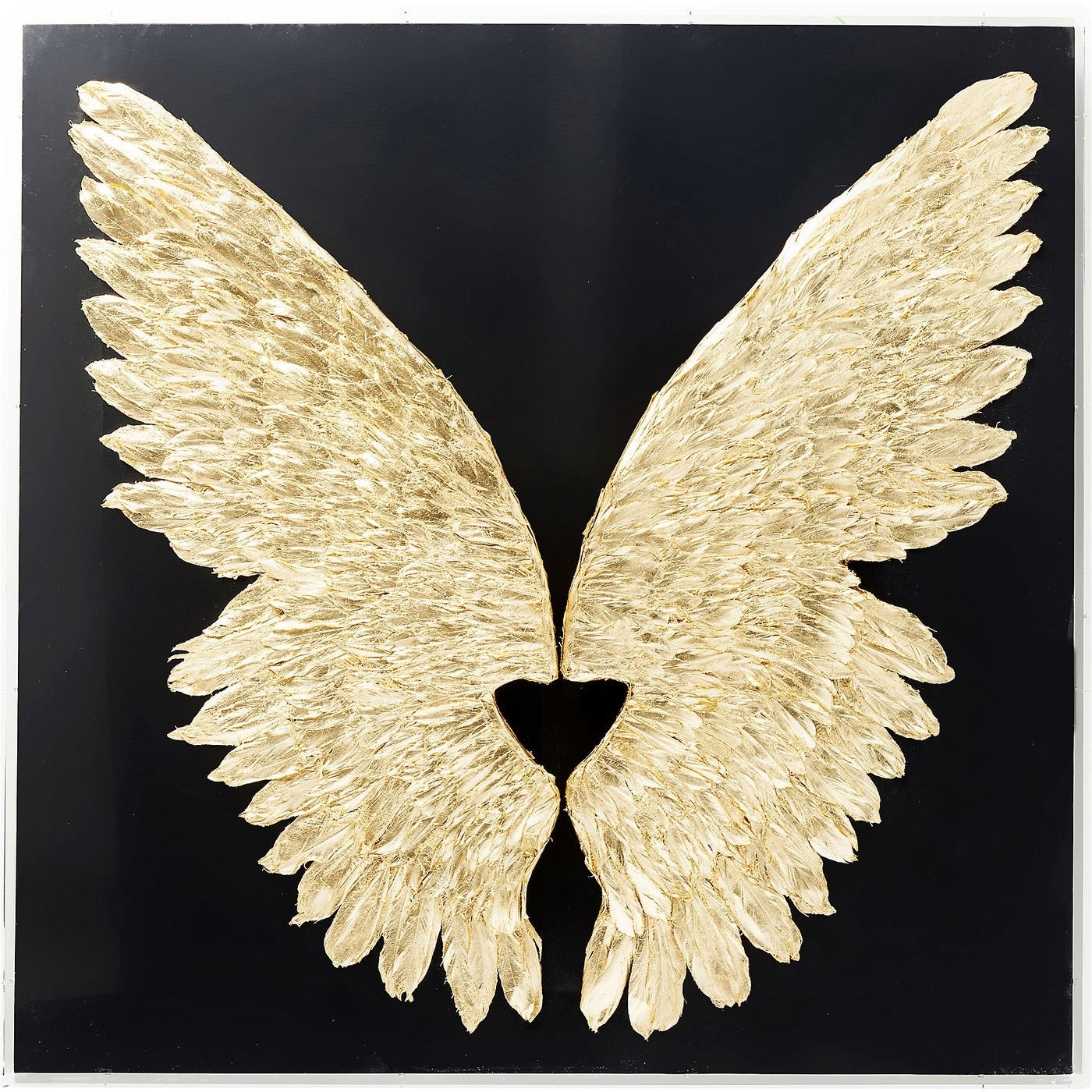 Kare Wanddeco Wings Gold Black 120x120 cm product afbeelding