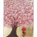 Kare Schilderij Flower Couple Gold Pink 100x80cm