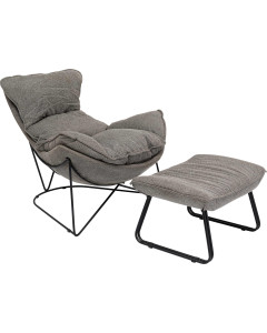 Kare Fauteuil with Stool Snuggle Grey (2/part)