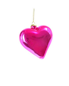Kerstbal Heart Pearly Pink 12cm