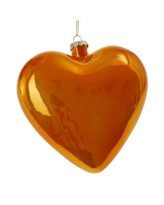 Kerstbal Heart Pearly Orange 15cm