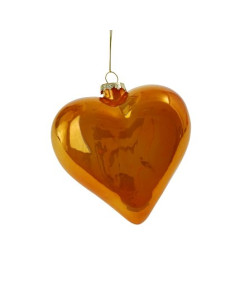 Kerstbal Heart Pearly Orange 12cm