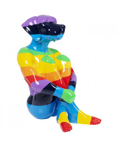 Kare Decofiguur Sitting Dog Rainbow 173cm