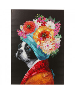 Kare Schilderij Flowery Dog 70x100cm