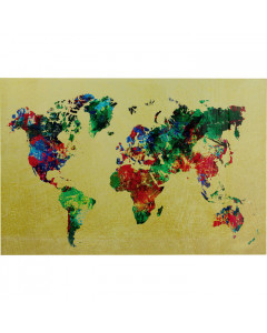 Kare Wandfoto Glass Metallic Colourful Map 150x100cm