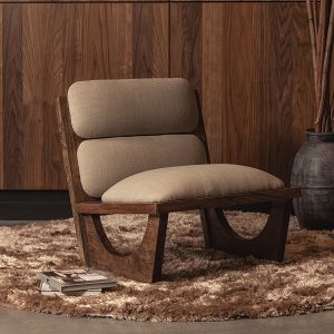 BePureHome Fauteuil 'Opulent' Bouclé en Acaciahout