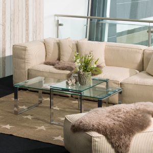 Bendt Glazen Salontafel 'Lone' set van 2 stuks