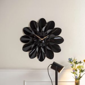 Karlsson Wandklok 'Flower' kleur Zwart