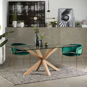 Kave Home Eettafel 'Argo' hout / glas