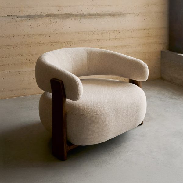 Kave Home Fauteuil 'Granite' Chenille en essenhout