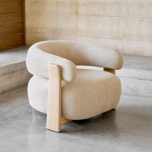 Kave Home Fauteuil 'Granite' Chenille en essenhout