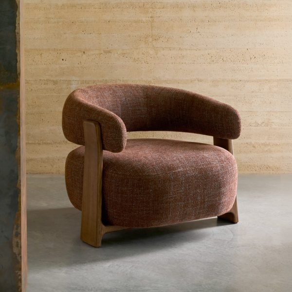 Kave Home Fauteuil 'Granite' Chenille en essenhout