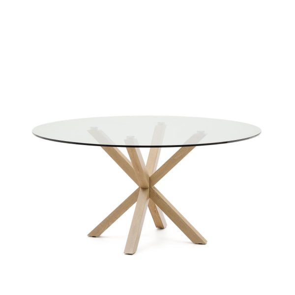 Kave Home Ronde Eettafel 'Argo' Glas en houtlook