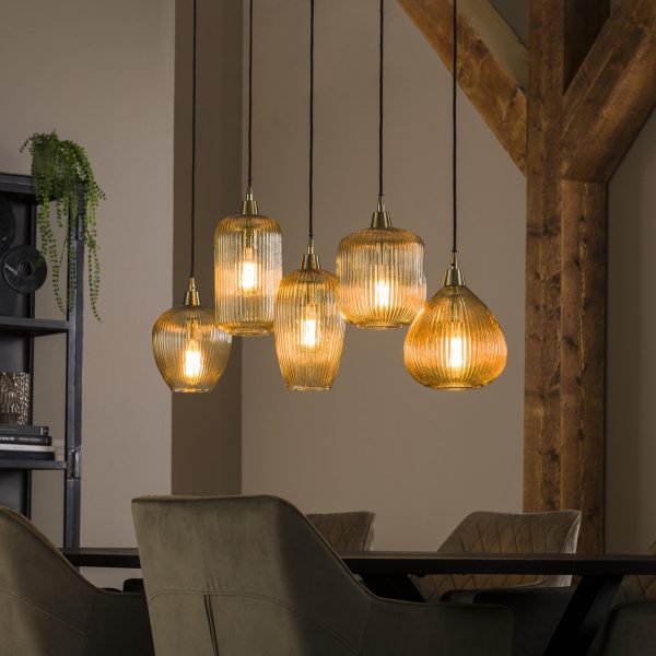 LifestyleFurn Hanglamp 'Zarek' Glas 5-lamps