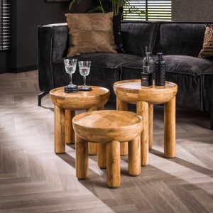 LifestyleFurn Ronde Salontafel 'Arnetra' Set van 3 stuks