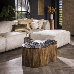 LifestyleFurn Salontafel 'Laguan' Mangohout en Marmer