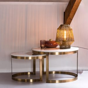 Light & Living Ronde Salontafel 'Perlato' Wit Marmer