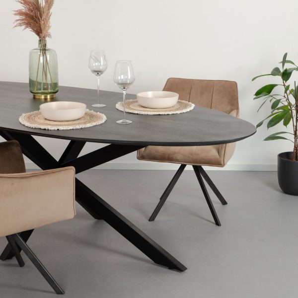 LivingFurn Ovale Eettafel 'Oslo' Mangohout en staal