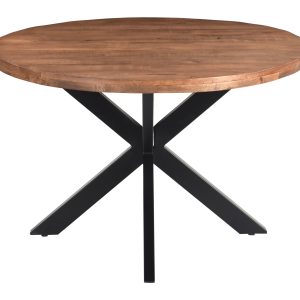 LivingFurn Ronde Eettafel 'Rocky' Mangohout en staal