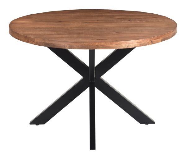 LivingFurn Ronde Eettafel 'Rocky' Mangohout en staal