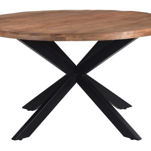 LivingFurn Ronde Eettafel 'Rocky' Mangohout en staal