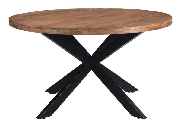 LivingFurn Ronde Eettafel 'Rocky' Mangohout en staal