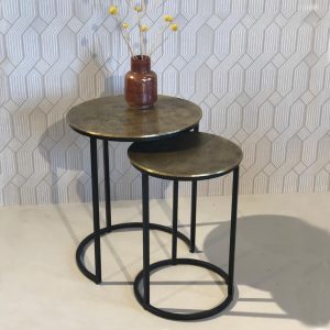 Livingfurn Bijzettafel 'Beau Gold' Set van 2