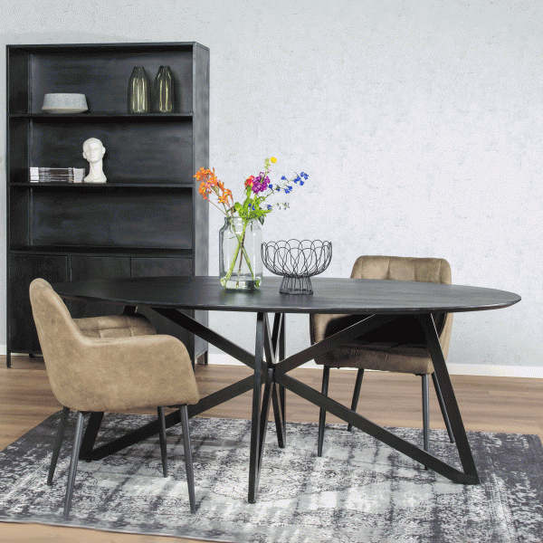 Livingfurn Ovale Eettafel 'Oslo' Mangohout en staal