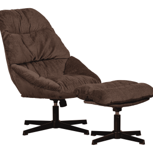 WOOOD Exclusive Draaifauteuil 'Yaro' Met hocker