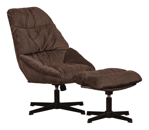 WOOOD Exclusive Draaifauteuil 'Yaro' Met hocker