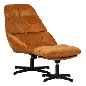 WOOOD Exclusive Draaifauteuil 'Yaro' Met hocker